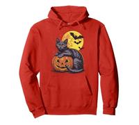 Costume da Zucca da Gatto Nero retrò per Halloween, Motivo: Pipistrelli lunari spettrali Felpa con Cappuccio