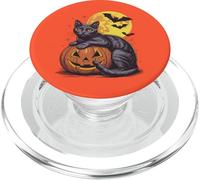 Costume da zucca da gatto nero retrò per Halloween, motivo: pipistrelli lunari spettrali PopSockets PopGrip per MagSafe