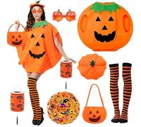 Costume Da Zucca Di Halloween Con Cappello E Copriscarpe Per Feste Cosplay