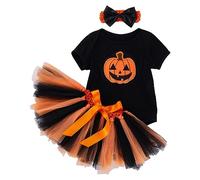 Costume Da Zucca Di Halloween Neonato Abito Zucca Neonata Tutina Con Fascia Tutu Gonna Completo Vestito Carnevale Baby Girl Costume Vampiro Body Abiti Principessa Costumi Pagliacetto Feste Fotografico