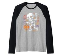 Costume da zucca spaventosa per Halloween, da donna, da uomo Maglia con Maniche Raglan