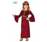 Guirca Costume Abito da Dama Medievale Rosso Vestito Corteo Carnevale Bambina