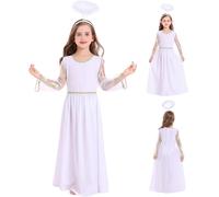 Costume d'angelo per ragazze Round Neck Holy White Costume Include abiti e fascia per la testa in costumi di Halloween per ragazze per feste, cosplay, palcoscenico, m, per, decorazioni natalizie