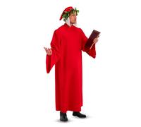 Costume Dante Alighieri tunica rossa con cappello e alloro
