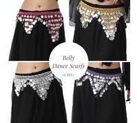 Costume danza del ventre donna cintura uncinetto moneta argento triangolo sci...