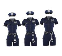 Costume della polizia Donne, soft comode di Halloween Gioca in costume da poliziotto con vestiti, cappelli, manette, portafogli, cinture per il gameplay di cosplay di Halloween, XL