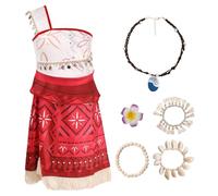 Costume dell'oceano Bambina, Travestimento Principessa Vestiti Vestito da Avventura per Halloween Carnevale Cosplay con Collana e Clip a Fiore