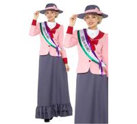 Costume Delux Victorian Suffragette Per Il Giorno Ladies Fancy Dress