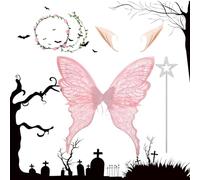 Costume Di Angeli - Ala Fata Set Per Donne, Outfit Cosplay | Da Fata Fantasy Colorate, Bacchetta Abbinata, Orecchie, Ideali Per Feste Di Halloween, Sorelle, Vestiti Per La Fidanzata, Accessori Per