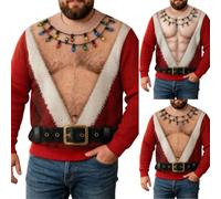 Costume di Babbo Natale 3D per Uomo Felpa Divertente e Brutta con Peloso
