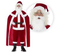 Costume Di Babbo Natale In Velluto Cremisi Deluxe Con Mantello Nuovo