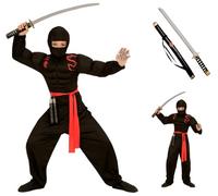 Costume di carnevale + accessori, Super Ninja Muscoloso, Spada giapponese, vestito, travestimento, per bambini, halloween, feste a tema