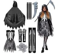 Costume di Carnevale da bambina per bambini, costume da scheletro per bambini, per Halloween, per feste di carnevale