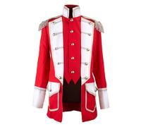 Costume di Carnevale Uomo Bianco Rosso Pirati Giacca Alta Qualità 46-66