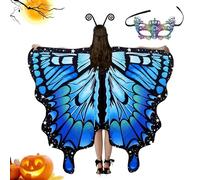 Costume di di farfalla da donna, costume di di farfalla, scialle alle alle di farfalla per donna, festa di Halloween, di farfalla di Halloween con maschera e fascia per antenna per