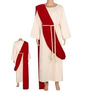 Costume Di Gesù Cristo - Flanella Lino Multiple | Vestito Da Pastore Con Bastone Costume Gesù Morbido Per La Pelle Vestito Cosplay Biblico Per Adulti | Per Halloween, Festa In maschera ed Eventi D