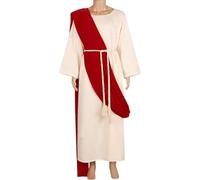 Costume Di Gesù Cristo - Flanella Lino Taglie Multiple | Abito Da Pastore Con Bastone, CostumS Gesù Morbido Sulla Pelle, Veste Cosplay Biblica Per Adulti | Per Halloween, Festa In Costume Ed Eventi Ec