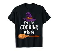 Costume di Gruppo Coordinato per Halloween con Scritta I'm The Cooking Witch Maglietta