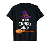 Costume di Gruppo Coordinato per Halloween con Scritta I'm The Cuddly Witch Maglietta