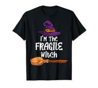 Costume di Gruppo Coordinato per Halloween con Scritta I'm The Fragile Witch Maglietta