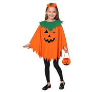 Costume di Halloween a forma di zucca per bambini, con cappello e dolcetto o scherzetto, sacchetto di caramelle che si illumina al buio, mantello da strega, mantello per Halloween, accessori per feste