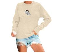 Costume di Halloween Casual Felpa di Halloween da donna autunno e inverno con scollo rotondo stampato e maniche lunghe Il mio account, beige., L