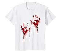 Costume di Halloween con Mani sanguinose e Sangue Maglietta, Bambini, Bianco, 8 Anni