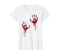 Costume di Halloween con Mani sanguinose e Sangue Maglietta, Donna, Bianco, L