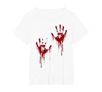 Costume di Halloween con Mani sanguinose e Sangue Maglietta, Donna Plus-Size, Bianco, 5X
