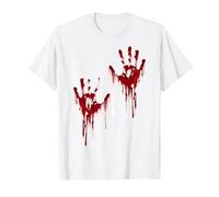 Costume di Halloween con Mani sanguinose e Sangue Maglietta, Uomo, Bianco, S