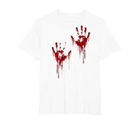 Costume di Halloween con Mani sanguinose e Sangue Maglietta, Uomo Taglie Grandi, Bianco, 5X Tall