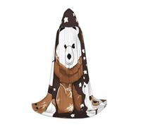 Costume di Halloween con stampa orso bianco, mantello medievale con comodo cappuccio, per cosplay, feste e molto altro ancora