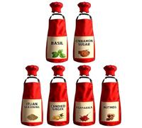 Costume Di Halloween Condimento,6 Set Leggero Regolabile Per Cosplay Gruppo - Grembiule Di Halloween Rosso Per Grandi Gruppi | Per Uomini Donne Team Feste Gioco Di Ruolo Chef Famil