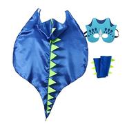 Costume di Halloween da dinosauro per bambini con cappuccio, costume semplice per Halloween o per travestire viaggio nel tempo, romanticismo medievale (blu, taglia unica)