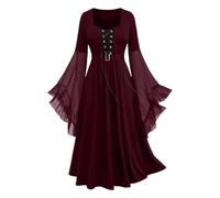Costume di Halloween da donna, abito da strega gotico con corsetto e lacci | maniche lunghe, corsetto, allacciatura, attillato, costume rinascimentale, outfit per festival, carnevale, Halloween