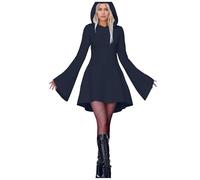 Costume di Halloween da Donna Cappuccio Abito Gotico da Vampira Scheletro