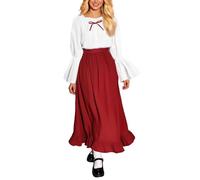 Costume di Halloween da donna, elegante, misterioso, abito medievale, a due pezzi, a maniche lunghe, costume da strega, fiabesco, gotico, con maniche a tromba, gonna lunga per feste a tema