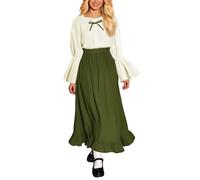 Costume di Halloween da donna, elegante, misterioso, abito medievale, a due pezzi, a maniche lunghe, costume da strega, fiabesco, gotico, con maniche a tromba, gonna lunga per feste a tema