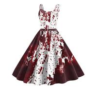Costume di Halloween da donna horror abito da sposa da donna spalmato di sangue Costume da infermiera spaventoso sanguinoso zombie sposa medievale sanguinoso abito da festa grande