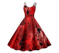 Costume di Halloween da donna horror abito da sposa spaventoso zombie sanguinosa sposa medievale abito sanguinoso grandi dimensioni abito da festa senza maniche lunghe A-line gonna a pieghe modello