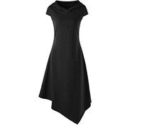 Costume di Halloween da donna, in tinta unita, per Halloween, Medieval, semplice linea ad A, per feste, per il rinascimento, per cocktail, feste, maxi abito in maschera, con cappuccio