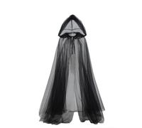 Costume di Halloween da donna, mantello trasparente a lunghezza intera con cappuccio, velo coprente per la testa, mantello in tulle per Halloween, matrimonio, vampiro, sposa, fantasia, abito da ballo