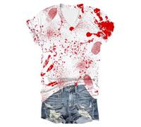 Costume di Halloween da donna Mir geht es gut, maglietta sanguinosa, maglietta con sangue, maglietta con schizzi di sangue, Halloween, mi va bene, costume, Mimetico, XXL