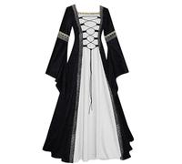 Costume di Halloween da donna rinascimentale medievale abito da ballo svasato fata irlandese a maniche lunghe vestito da contadina gotico abito da donna per Halloween, cosplay, eventi irlandesi
