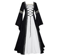 Costume di Halloween da donna rinascimentale medievale abito da ballo svasato fata irlandese a maniche lunghe vestito da contadina gotico abito da donna per Halloween, cosplay, eventi irlandesi