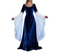 Costume di Halloween da donna rinascimentale, vittoriano, gotico, maxi | Maxi abito retrò medievale con eleganti maniche a tromba, stile vittoriano gotico per principesse regina