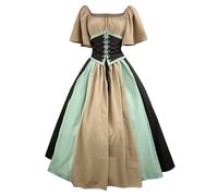 Costume di Halloween, da donna, stile halloween, tinta unita, abito lungo con maniche a tromba, letture nella storia medievale (giallo, L)