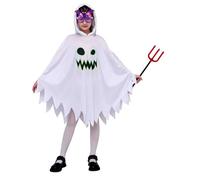 Costume di Halloween da Fantasma Bianco per Bambini con Sacchetto di Zucca Bagliore nel Buio 4-6 anni