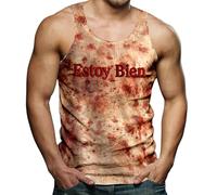 Costume di Halloween da uomo, canotta horror, motivo schizzi di sangue, maglietta senza maniche, con orrore, macellaio, sportivo, per fitness, leggera, per feste, festival, terrore, Blu marino, M