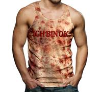 Costume di Halloween da uomo, canotta horror, motivo schizzi di sangue, maglietta senza maniche, con orrore, macellaio, sportivo, per fitness, leggera, per feste, festival, terrore, Blu scuro, 3XL